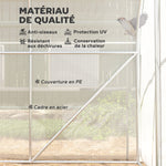 Serre de jardin tunnel serre tunnel 6 m² avec 6 fenêtres porte enroulable toile PE structure en acier galvanisé blanc