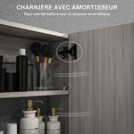 Armoire murale salle de bain avec miroir, meuble salle de bain, double portes et étagères réglables, 80x15x60cm, gris