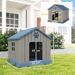 Caseta para perro de exterior casa perro exterior con rejillas de ventilación y suelo elevado 85 x 79 x 82 cm azul