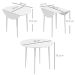 Table de salle à manger pliante 2 abattants, table ronde extensible pour 4 personnes, pieds en bois Ø 89 x 73,5 cm, blanc