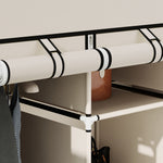 Armoire penderie multi-rangement - 8 étagères, 2 barres - non tissé crème