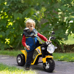 Moto électrique Enfant Chopper Tout-Terrain 6 V 20 W Marche AV AR 3 Roues Effets Lumineux et sonores Jaune Noir