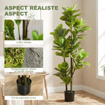 Lot de 2 plantes artificielles intérieures 150 cm, fausse plante à figuier lyre avec pot en ciment, vert