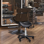 Tabouret à roulettes, tabouret de massage avec hauteur réglable 43-55 cm et selle ergonomique, chaise de travail à roulettes pivotant 360°, pour salon de massage, tatouage, clinique, spa, noir