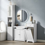 Meuble de salle de bain avec panier à linge, meuble de rangement avec tiroir - 40L x 38l x 90,5H cm - blanc