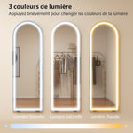 Specchio a figura intera ad arco con luci 150 x 50 cm, colore e luminosità regolabili, funzione memoria, trasparente