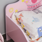Lit Enfant 140 x 70 cm - lit d'enfant Design Princesse Motif Couronne - sommier à Lattes Inclus - MDF Contre-plaqué Rose