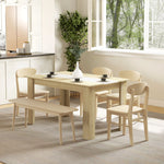 Table de salle à manger pour 6 personnes en bois aspect naturel et blanc, dim. 140L x 90l x 75H cm