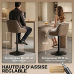 Lot de 2 Tabourets de Bar, Tabourets Hauts Cuisine avec Siège Pivotant et Hauteur Réglable, Marron Foncé