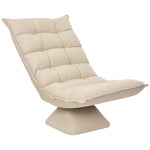 Fauteuil de sol paresseux fauteuil relax design capitonné inclinaison dossier réglable pivotant 360° revêtement lin beige