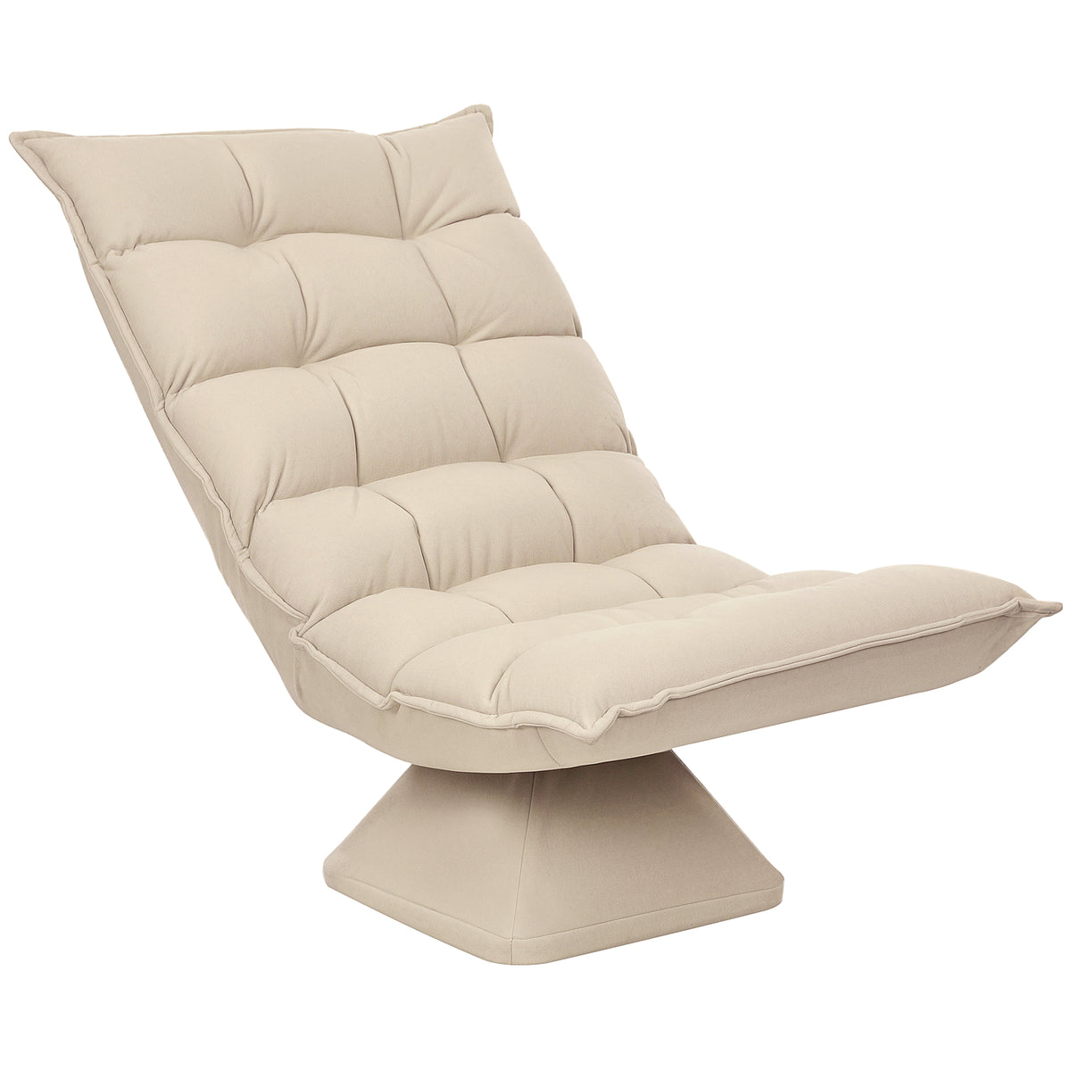 Fauteuil de sol paresseux fauteuil relax design capitonné inclinaison dossier réglable pivotant 360° revêtement lin beige