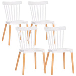 Lot de 4 chaises style scandinave dossier haut assise en polypropylène pieds en hêtre 48 x 52,5 x 83 cm blanc