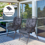 2er-Set Outdoor-Stuhlkissen, Sitzkissen mit Befestigungsbändern, Gartenkissen für Terrasse oder Balkon, 98 x 50 x 8 cm, grau