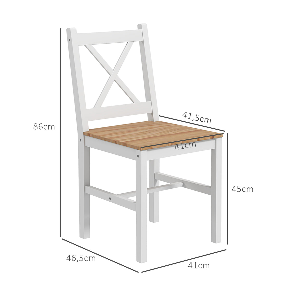 Set di 4 sedie dal design stile casa di campagna, struttura bianca – Perfette per sala da pranzo, cucina o soggiorno