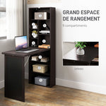 Bureau avec rangement pliable murale rabattable avec bibliothèque poste de travail tableau à craie et étagère réglable