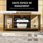 Meuble TV, meuble télé avec compartiments ouverts, étagère réglable, 110x40x50cm, brun rustique