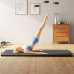 Tapis de gymnastique yoga pilates fitness pliable en 4 avec poignées revêtement synthétique 240 x 120 x 5 cm gris