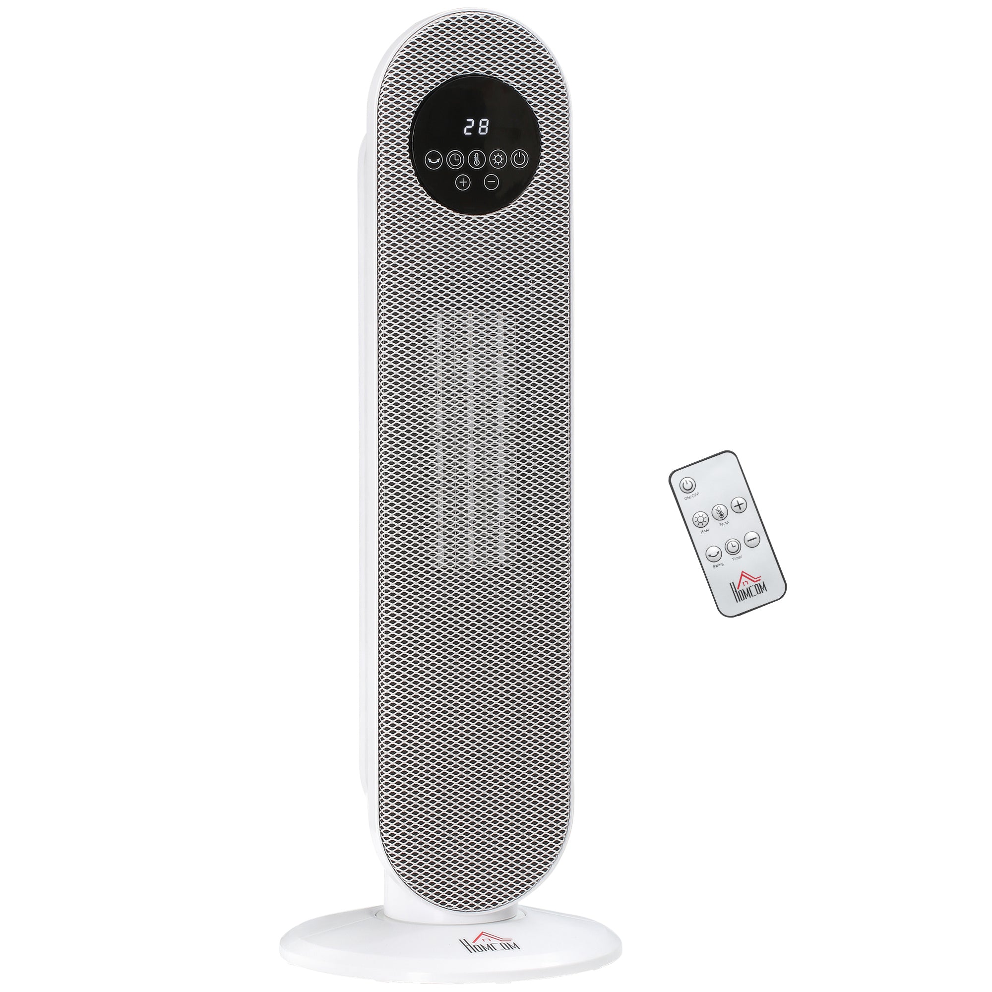 Calefactor auxiliar Radiador termoventilador Radiador cerámico oscilante 15-40°C con mando a distancia 1300/2000W, 21 x 21 x 63,5 cm
