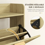 Meuble à chaussures 2 portes abattants étagère effet rotin tissé design bohème - dim. 80L x 24,5l x 110H cm