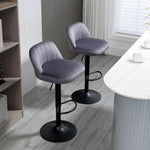 Lot de 2 tabourets de bar design contemporain avec repose-pieds hauteur réglable et pivotant gris