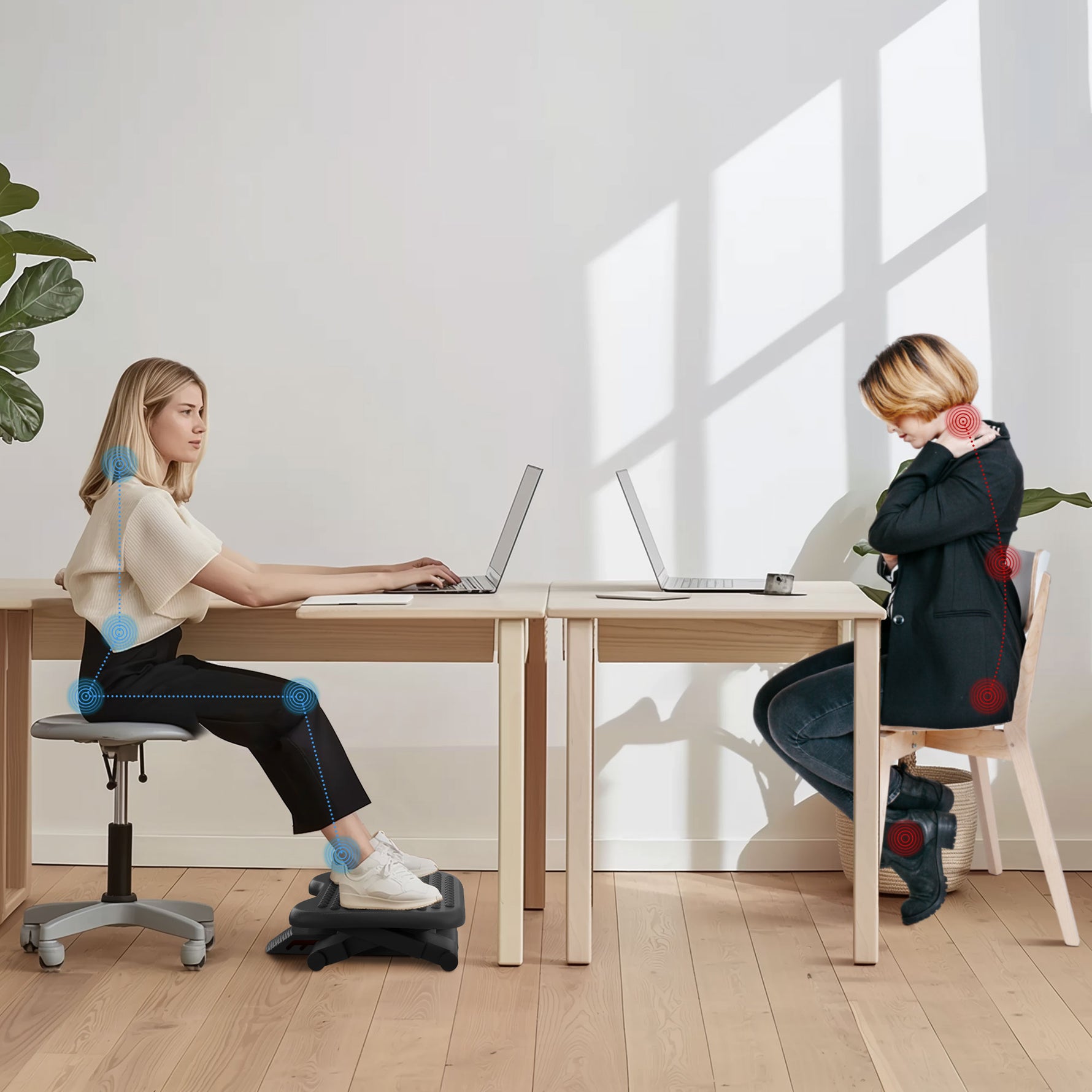 Repose-pieds ergonomique de bureau hauteur et inclinaison réglables 46 x 35 cm noir
