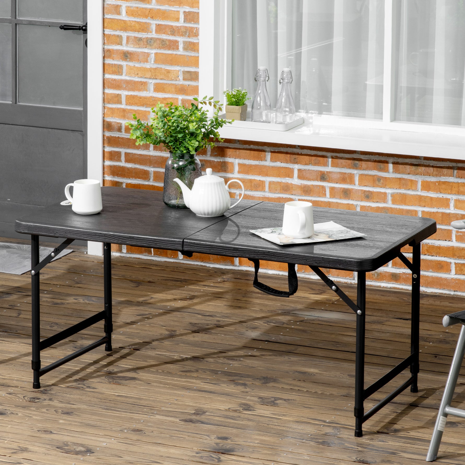 Table de jardin rectangulaire pliable camping pour 4 personnes hauteur réglable 118 x 60 x 74 cm