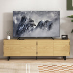 Meuble TV 180 cm, meuble télé pour 82 pouces avec 4 portes à ouverture par pression 180x35x55,5cm bois naturel