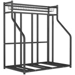 Supporto per biciclette, rastrelliera per 3 biciclette con cestello superiore, 4 ganci, 90 x 54 x 100 cm, nero