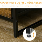 Meuble de rangement avec étagères et 3 tiroirs en tissu pliables amovibles, style industriel, dim. 44L x 40l x 155H cm