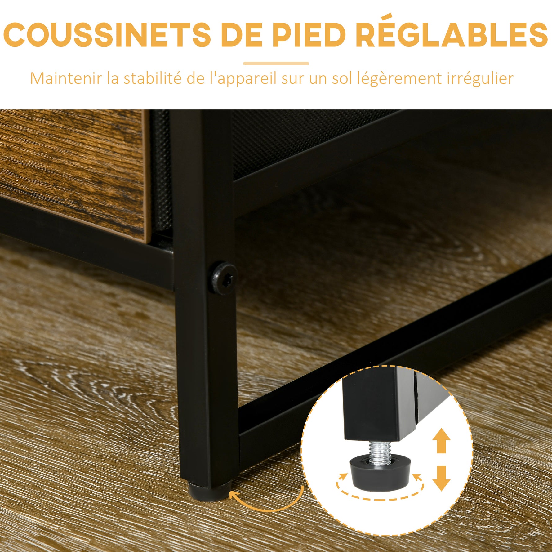 Meuble de rangement avec étagères et 3 tiroirs en tissu pliables amovibles, style industriel, dim. 44L x 40l x 155H cm