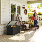 Coffre de rangement exterieur XXL 311L coffre de jardin acier galvanisé verrouillable vérin à gaz 120x62x62cm gris foncé