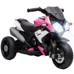 Moto électrique enfants 3 roues 6 V, voiture électrique enfants 3 à 5 ans, effets lumineux et sonores, 86x42x52cm, rose