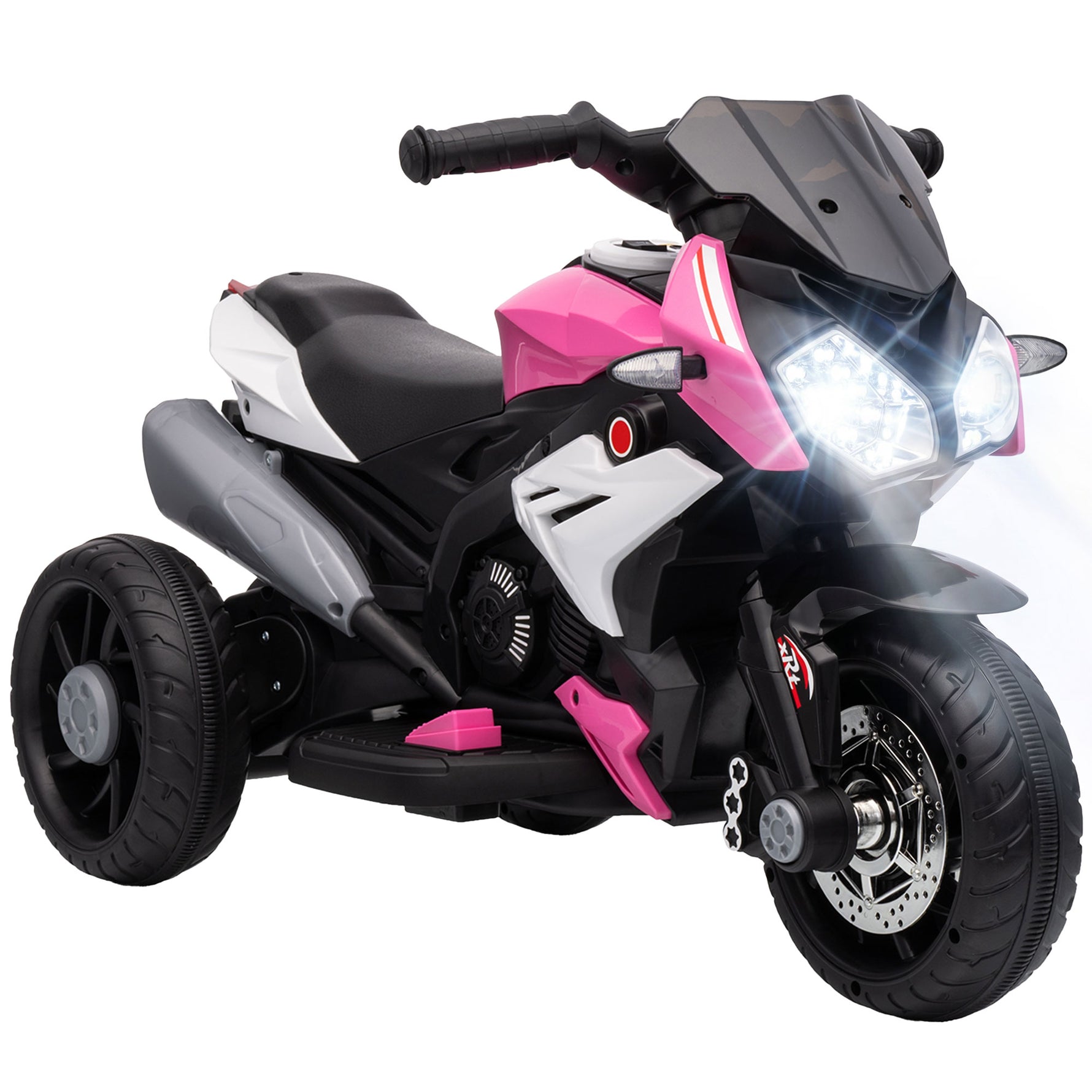 Moto électrique enfants 3 roues 6 V, voiture électrique enfants 3 à 5 ans, effets lumineux et sonores, 86x42x52cm, rose
