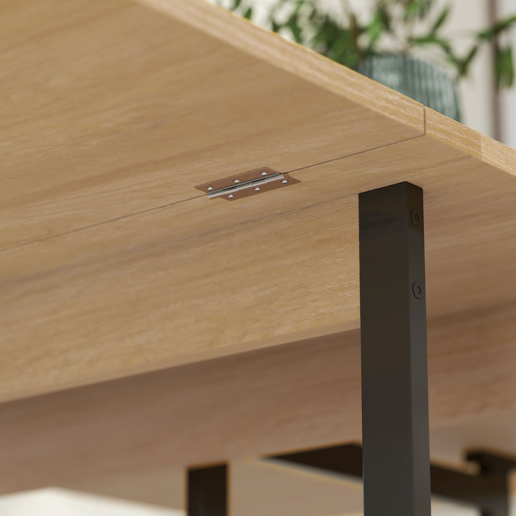 Table à manger pliante sur roulettes 4 personnes avec compartiments ouverts, pour petits espaces, salle à manger, chêne
