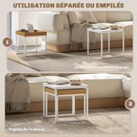 Set van 2 vierkante uitschuifbare salontafels, nesteltafels met stalen frame, moderne stijl, wit