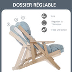 Fauteuil Chaise de Salon Pliable et inclinable en Bois Fauteuil Relax Confortable avec Coussin capitonné épais