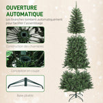 Sapin de Noël artificiel 210 cm, arbre de Noël fin avec 350 lumières, 1273 pointes, support en métal pliable, vert