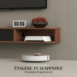 Meuble TV Suspendu, Meuble Télé pour Téléviseur jusqu'à 75 Pouces, Tiroir Rabattable, 2 Étagères, 180x24x16cm, Noyer