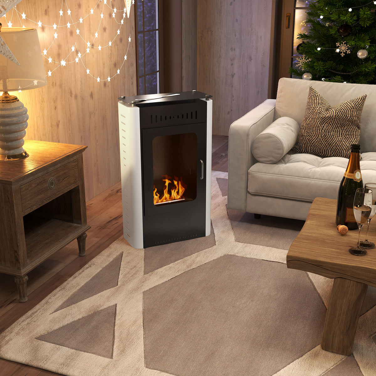 Cheminée poêle à éthanol avec réservoir 1,2L 3h de durée de combustion couverture 20 à 25 m² 50 x 27 x 82 cm noir