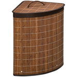 Panier à linge en bambou d'angle 55L avec couvercle et sac amovible 38 x 38 x 57 cm marron