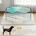 Parc pour chien, enclos chien 8 panneaux avec toit, modulable et pliable, enclos portable 60H cm avec porte argent vert