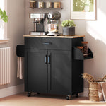 Dessert îlot de cuisine multi-rangements tiroirs placard 2 portes avec étagère réglable 105 x 36 x 85 cm noir