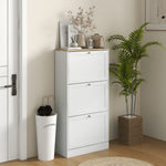 Scarpiera stile scandinavo 3 ante a ribalta 18 paia di scarpe 60 x 23,5 x 115 cm bianco effetto legno
