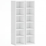 Lot de 2 étagères colonnes armoire de rangement CD-DVD 12 compartiments 21 x 22,5 x 88,5 cm capacité 204 CD blanc