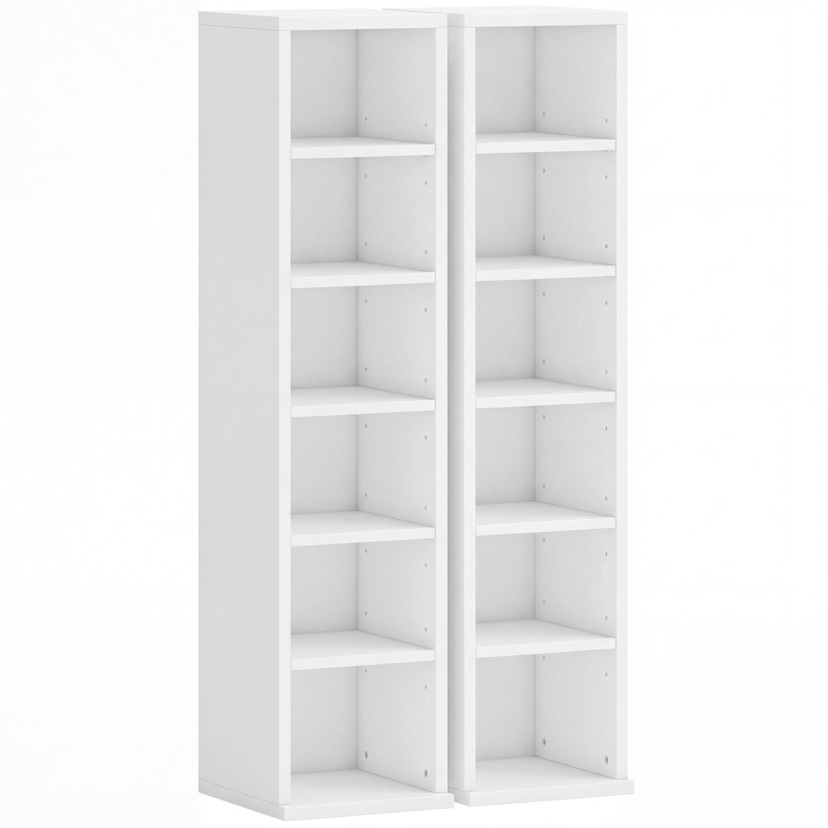 Lot de 2 étagères colonnes armoire de rangement CD-DVD 12 compartiments 21 x 22,5 x 88,5 cm capacité 204 CD blanc