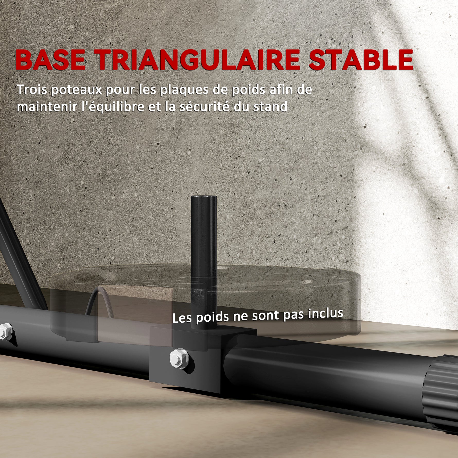 Support de sac de frappe sur pieds pliable réglable en hauteur avec base lestée charge max. 60 Kg acier noir