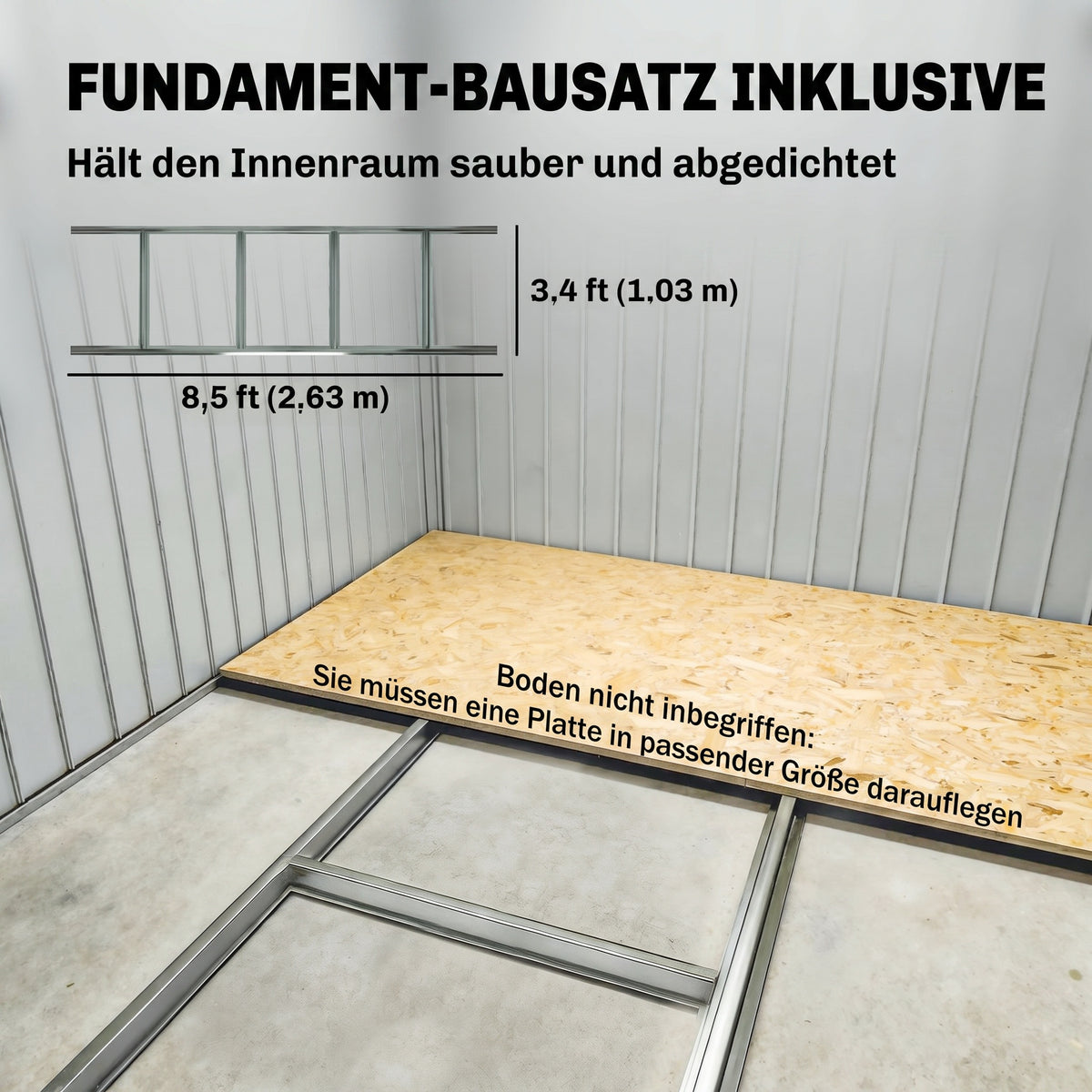 Abri de jardin 5,4 m² 2,77 x 1,95 x 1,92 m kit de fondation porte coulissante ventilations acier galvanisé, vert clair
