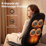 Masseur Dorsal Chauffant, Fauteuil de Massage Tissulaire Profond Vibration 3 Niveaux, Coussin de Massage