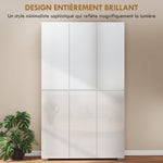 Credenza alta da cucina mobiletto da cucina lucido 6 ante a chiusura rallentata ripiani regolabili bianco