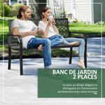 Banc de jardin banc extérieur jardin en acier avec dossier à motif floral pour 2 personnes 127 x 63 x 83 cm noir